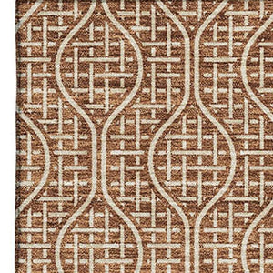 HomeRoots 10' X 14' Geometric Area Rug in Rust and Ivory - UV Protected, Washable, Stylish & Durable Design 673651
