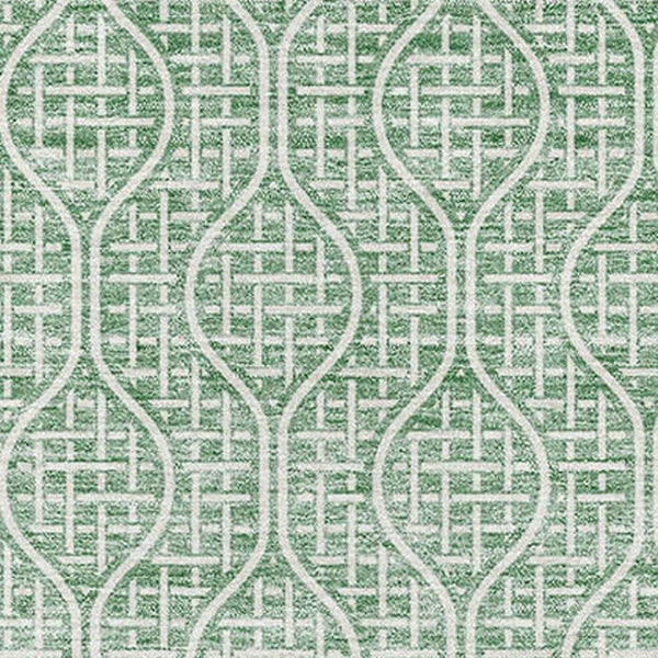 HomeRoots 5' X 8' Sage And Ivory Geometric Area Rug - Washable, UV-Protected, Modern Design for Busy Homes 673653
