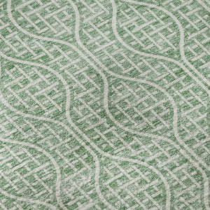 HomeRoots 8' Sage and Ivory Round Rug - Stylish Geometric Design with UV Protection and Washable Convenience 673654