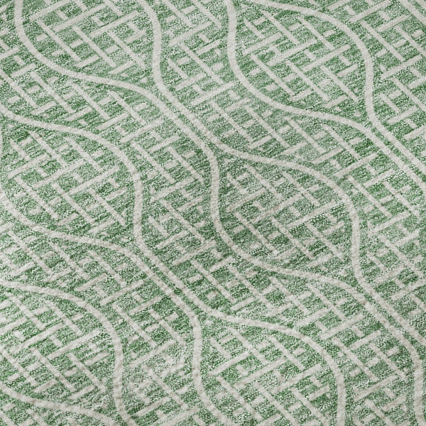 HomeRoots 8' Sage and Ivory Round Rug - Stylish Geometric Design with UV Protection and Washable Convenience 673654