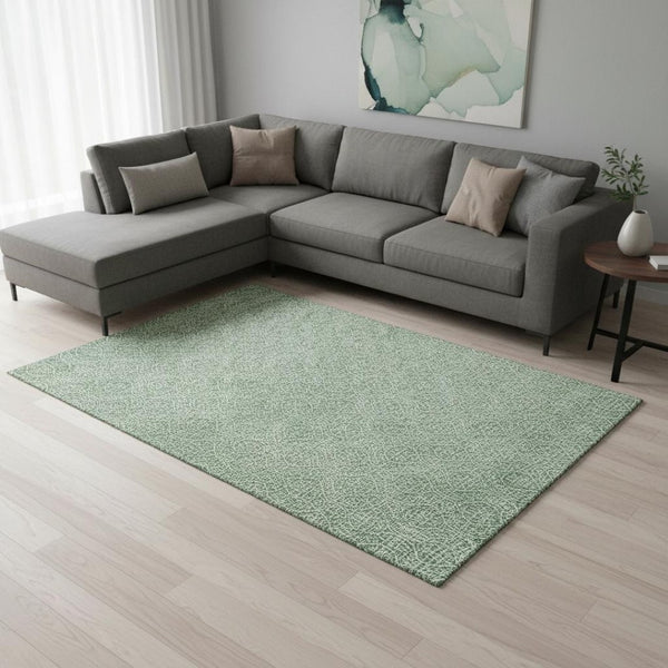 HomeRoots 10' X 14' Sage and Ivory Geometric Area Rug - Washable, UV Protected, Perfect for High-Traffic Spaces 673657