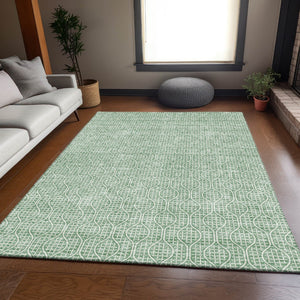 HomeRoots 10' X 14' Sage and Ivory Geometric Area Rug - Washable, UV Protected, Perfect for High-Traffic Spaces 673657