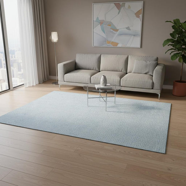 HomeRoots 5' X 8' Sky Blue Geometric Area Rug – Washable, UV-Protected, Stylish & Durable for Homes with Kids & Pets 673659