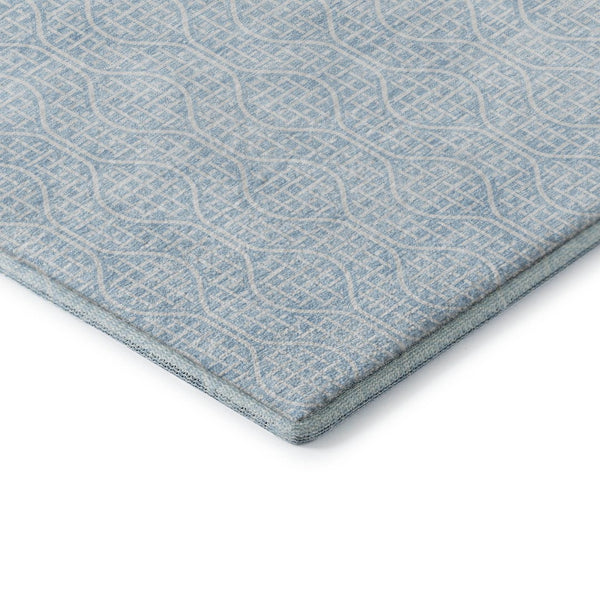 HomeRoots 5' X 8' Sky Blue Geometric Area Rug – Washable, UV-Protected, Stylish & Durable for Homes with Kids & Pets 673659