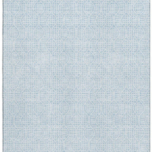 HomeRoots 5' X 8' Sky Blue Geometric Area Rug – Washable, UV-Protected, Stylish & Durable for Homes with Kids & Pets 673659