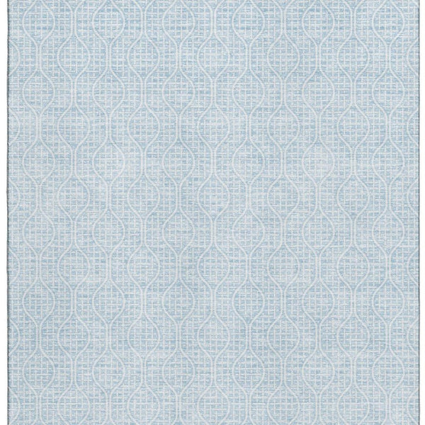 HomeRoots 5' X 8' Sky Blue Geometric Area Rug – Washable, UV-Protected, Stylish & Durable for Homes with Kids & Pets 673659