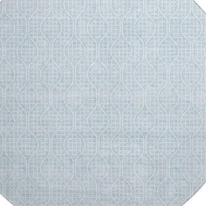 HomeRoots 8' Sky Blue Geometric Round Rug - Washable, UV Protected, Ideal for High-Traffic & Kid-Friendly Homes 673660