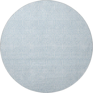 HomeRoots 8' Sky Blue Geometric Round Rug - Washable, UV Protected, Ideal for High-Traffic & Kid-Friendly Homes 673660