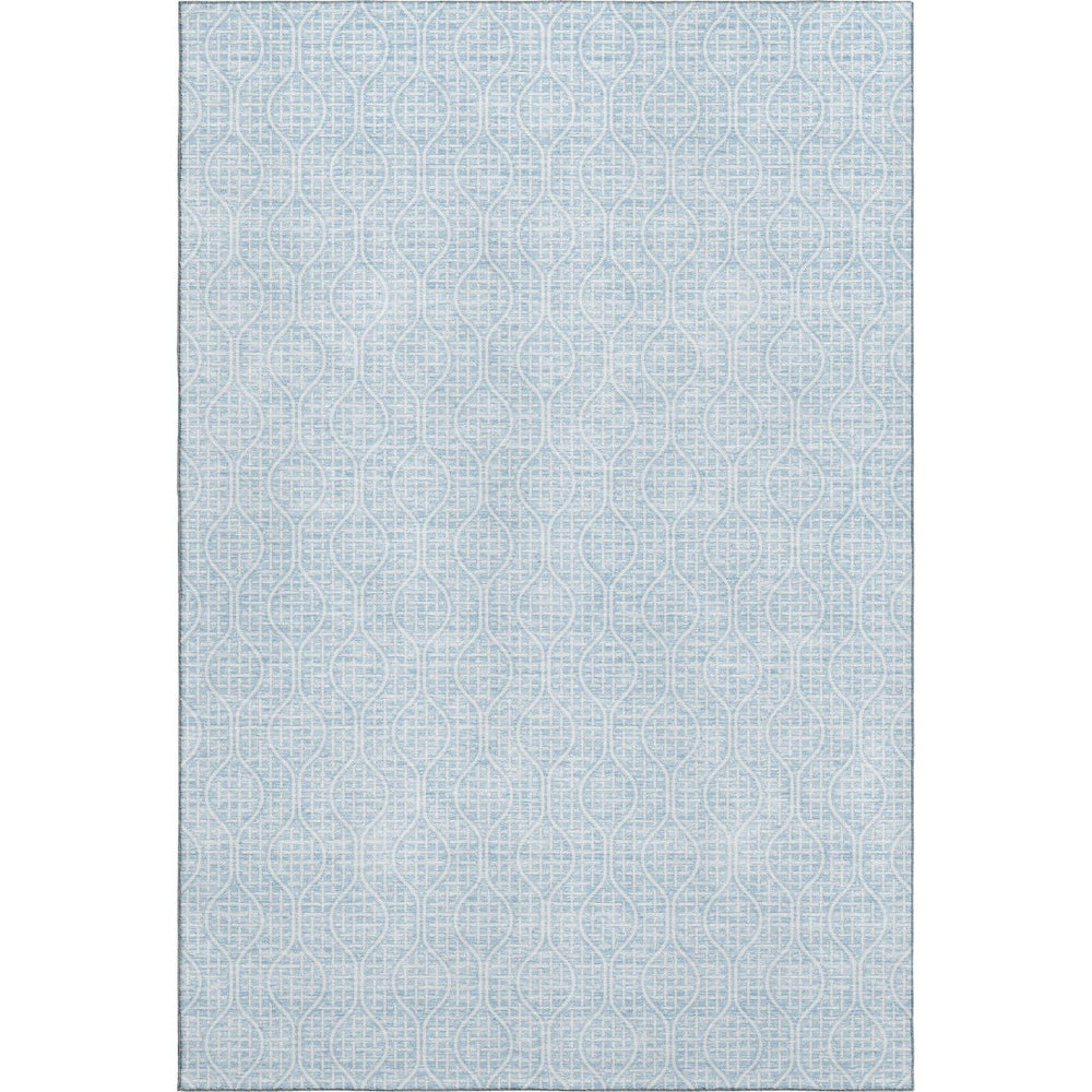 HomeRoots 8' X 10' Sky Blue and Ivory Geometric Area Rug - Durable, Washable, UV-Protected for Modern Homes 673661