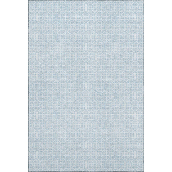 HomeRoots 9' X 12' Sky Blue and Ivory Geometric Area Rug - Washable, UV Protected, Stylish for High-Traffic Spaces 673662
