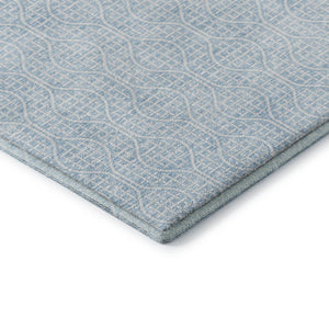 HomeRoots 9' X 12' Sky Blue and Ivory Geometric Area Rug - Washable, UV Protected, Stylish for High-Traffic Spaces 673662