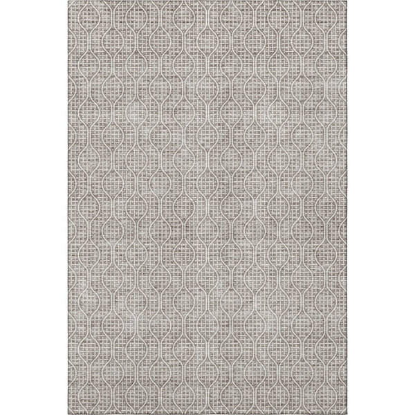 HomeRoots 5' X 8' Stylish Taupe and Ivory Geometric Washable Area Rug with UV Protection for Family Homes 673665