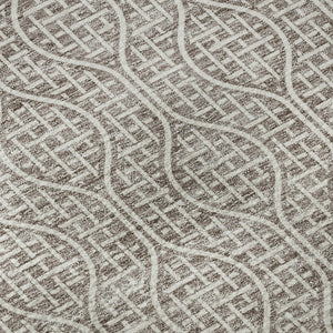 HomeRoots 8' Stylish Taupe and Ivory Geometric Round Rug - Washable, UV Protected, Perfect for High-Traffic Areas 673666