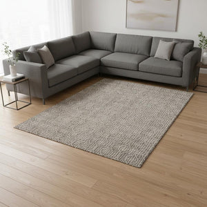 HomeRoots 9' X 12' Taupe and Ivory Geometric Area Rug - Durable, Washable, UV-Protected for High-Traffic Spaces 673668