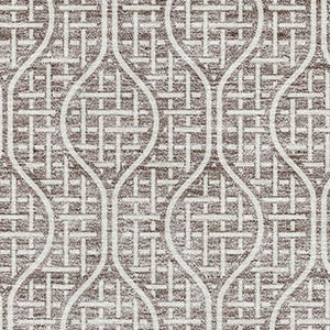 HomeRoots 9' X 12' Taupe and Ivory Geometric Area Rug - Durable, Washable, UV-Protected for High-Traffic Spaces 673668