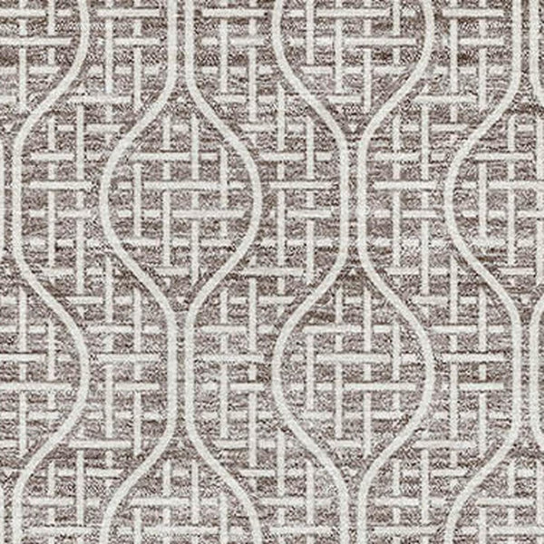HomeRoots 9' X 12' Taupe and Ivory Geometric Area Rug - Durable, Washable, UV-Protected for High-Traffic Spaces 673668