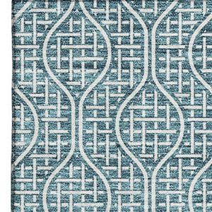 HomeRoots 5' X 8' Teal and Ivory Geometric Area Rug – Stylish, Washable, UV-Protected for High-Traffic Spaces! 673671