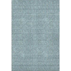 HomeRoots 8' X 10' Contemporary Teal & Ivory Geometric Washable Area Rug - Stain Resistant with UV Protection 673673