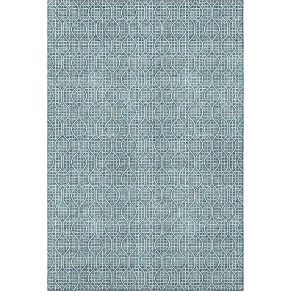 HomeRoots 8' X 10' Contemporary Teal & Ivory Geometric Washable Area Rug - Stain Resistant with UV Protection 673673