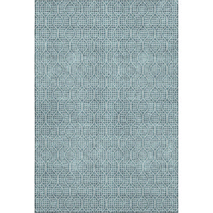 HomeRoots 9' X 12' Teal and Ivory Geometric Area Rug - Washable, UV Protected, Durable for Busy Homes & Pets 673674