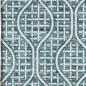 HomeRoots 9' X 12' Teal and Ivory Geometric Area Rug - Washable, UV Protected, Durable for Busy Homes & Pets 673674