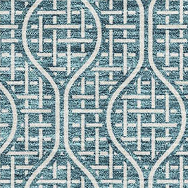 HomeRoots 10' X 14' Teal And Ivory Geometric Area Rug - Washable, UV Protected & Stain Resistant for Style! 673675