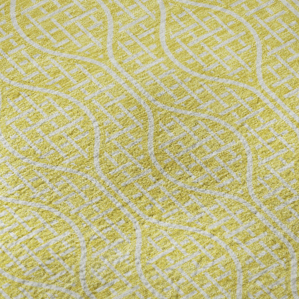 HomeRoots 5' x 8' Yellow and Ivory Geometric Area Rug - Washable, UV-Protected, Durable for Modern Interiors 673677