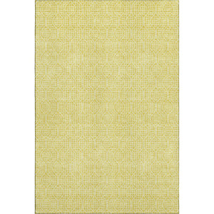 HomeRoots 8' X 10' Stylish Yellow and Ivory Geometric Washable Area Rug with UV Protection for High-Traffic Spaces 673679