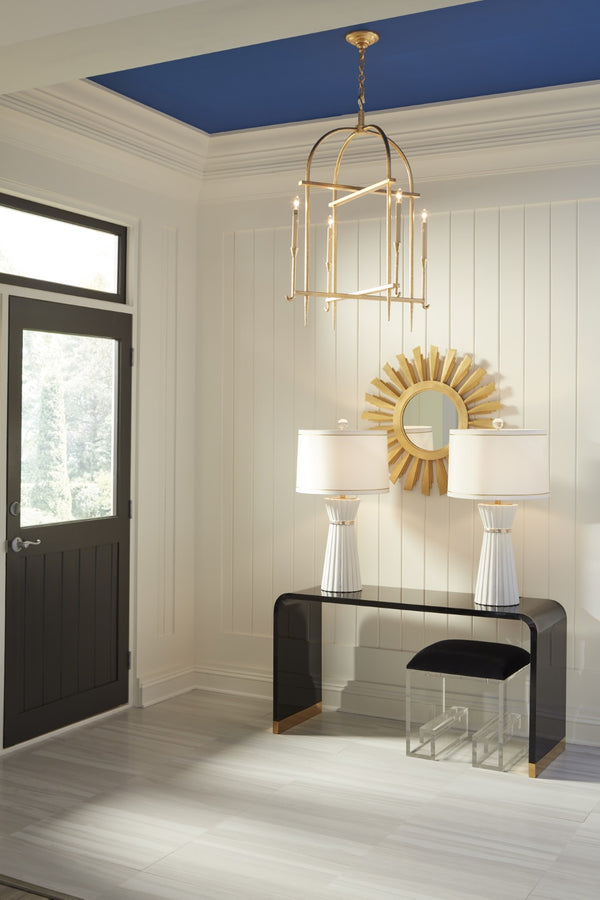 Wildwood Diego Hammered Gold Leaf Lantern Chandelier — 37.5" H Open-Frame, 4 Candle Lights For Entryways 67368