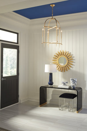 Wildwood Diego Hammered Gold Leaf Lantern Chandelier — 37.5" H Open-Frame, 4 Candle Lights For Entryways 67368