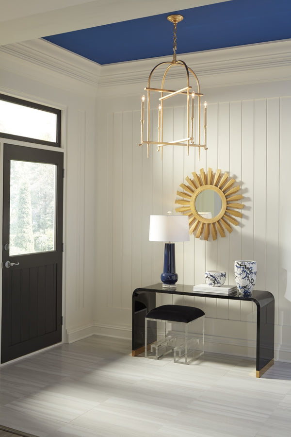 Wildwood Diego Hammered Gold Leaf Lantern Chandelier — 37.5" H Open-Frame, 4 Candle Lights For Entryways 67368