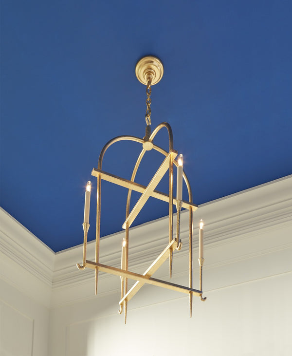 Wildwood Diego Hammered Gold Leaf Lantern Chandelier — 37.5" H Open-Frame, 4 Candle Lights For Entryways 67368