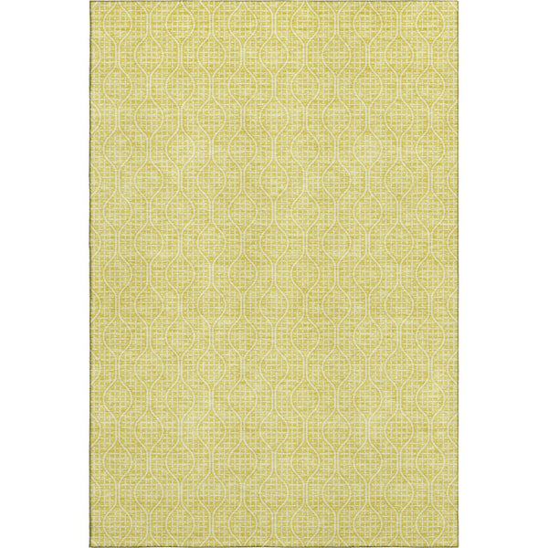 HomeRoots 9' X 12' Yellow and Ivory Geometric Area Rug - Stylish, Washable, UV-Protected for Homes with Kids & Pets 673680