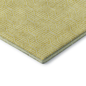 HomeRoots 9' X 12' Yellow and Ivory Geometric Area Rug - Stylish, Washable, UV-Protected for Homes with Kids & Pets 673680