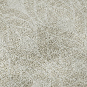 HomeRoots 8' Beige and Ivory Geometric Round Rug – Washable, UV Protected, Durable for High-Traffic Spaces! 673684
