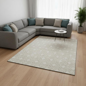 HomeRoots 8' X 10' Beige & Ivory Geometric Washable Area Rug - UV Protected, Durable & Stylish for Busy Homes 673685