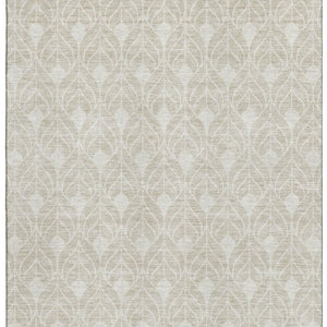 HomeRoots 8' X 10' Beige & Ivory Geometric Washable Area Rug - UV Protected, Durable & Stylish for Busy Homes 673685