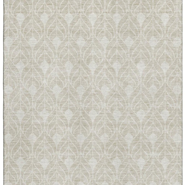 HomeRoots 8' X 10' Beige & Ivory Geometric Washable Area Rug - UV Protected, Durable & Stylish for Busy Homes 673685