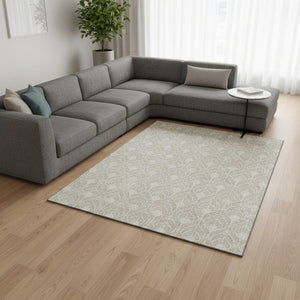 HomeRoots 9' X 12' Beige and Ivory Geometric Area Rug - Washable, UV Protected, Perfect for Families & Pets! 673686