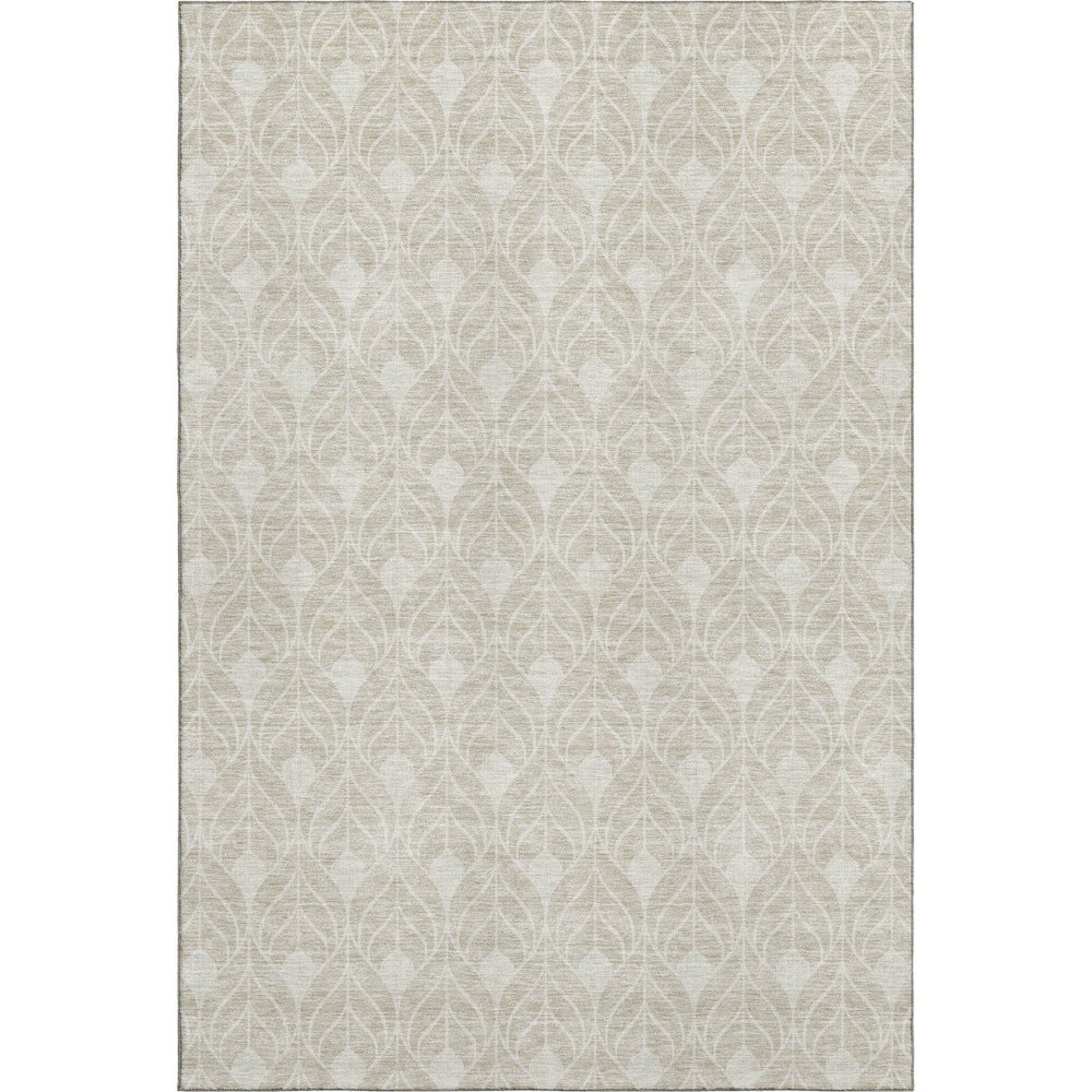 HomeRoots 9' X 12' Beige and Ivory Geometric Area Rug - Washable, UV Protected, Perfect for Families & Pets! 673686