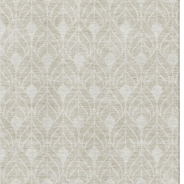 HomeRoots 9' X 12' Beige and Ivory Geometric Area Rug - Washable, UV Protected, Perfect for Families & Pets! 673686