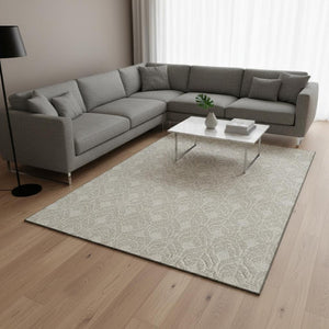 HomeRoots 10' X 14' Beige Geometric Area Rug - Washable, UV-Protected, Stain-Resistant for Modern Spaces 673687
