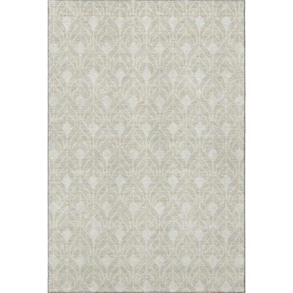HomeRoots 10' X 14' Beige Geometric Area Rug - Washable, UV-Protected, Stain-Resistant for Modern Spaces 673687