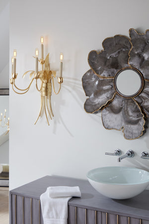 Wildwood Mignon Gold Leaf Sconce With Wrapped Metal Accents — 26.5" Elegant Electrified Candle Lighting Fixture 67369