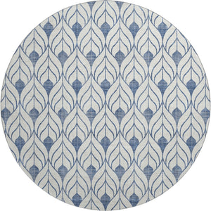 HomeRoots 8' Blue and Ivory Geometric Washable Rug – Durable, Stain-Resistant with UV Protection for Every Space 673690