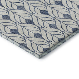HomeRoots 8' Blue and Ivory Geometric Washable Rug – Durable, Stain-Resistant with UV Protection for Every Space 673690
