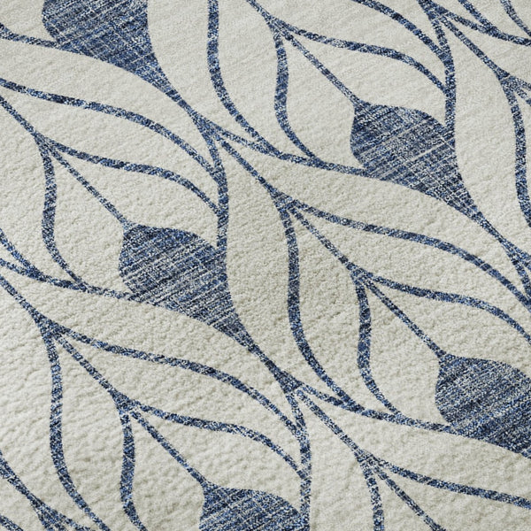HomeRoots 8' Blue and Ivory Geometric Washable Rug – Durable, Stain-Resistant with UV Protection for Every Space 673690