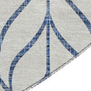 HomeRoots 8' Blue and Ivory Geometric Washable Rug – Durable, Stain-Resistant with UV Protection for Every Space 673690