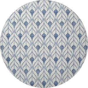HomeRoots 8' Blue and Ivory Geometric Washable Rug – Durable, Stain-Resistant with UV Protection for Every Space 673690