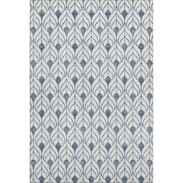 HomeRoots 8' X 10' Blue And Ivory Geometric Area Rug – Washable, UV Protected, Stain-Resistant for Modern Homes 673691